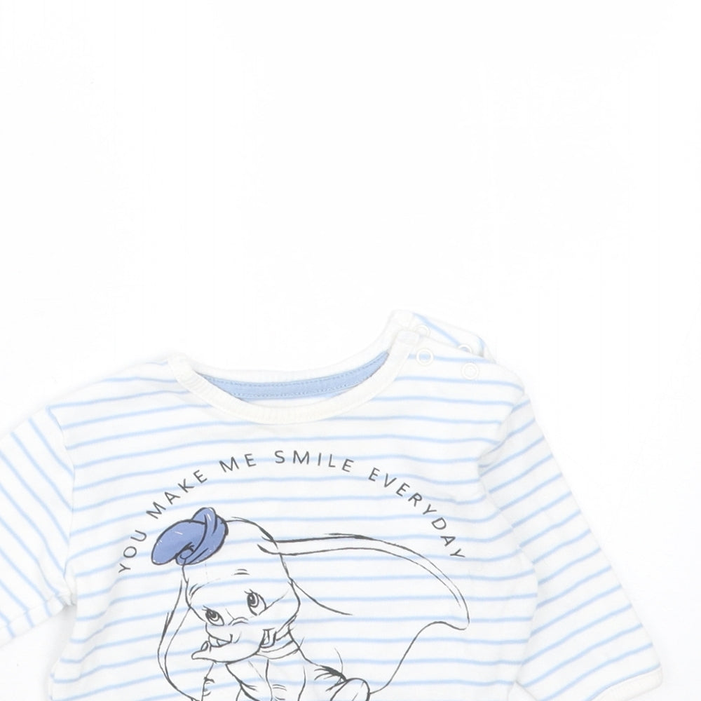 George Baby White Striped Cotton Pullover Jumper Size 0-3 Months   - dumbo, newborn
