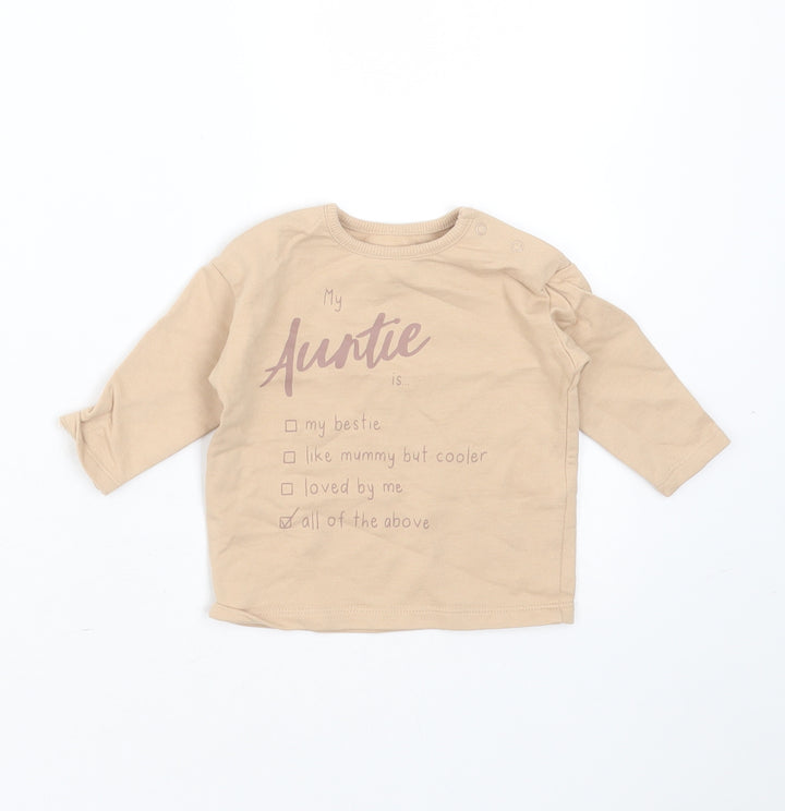 George Baby Beige Cotton Pullover Jumper Size 0-3 Months - my auntie