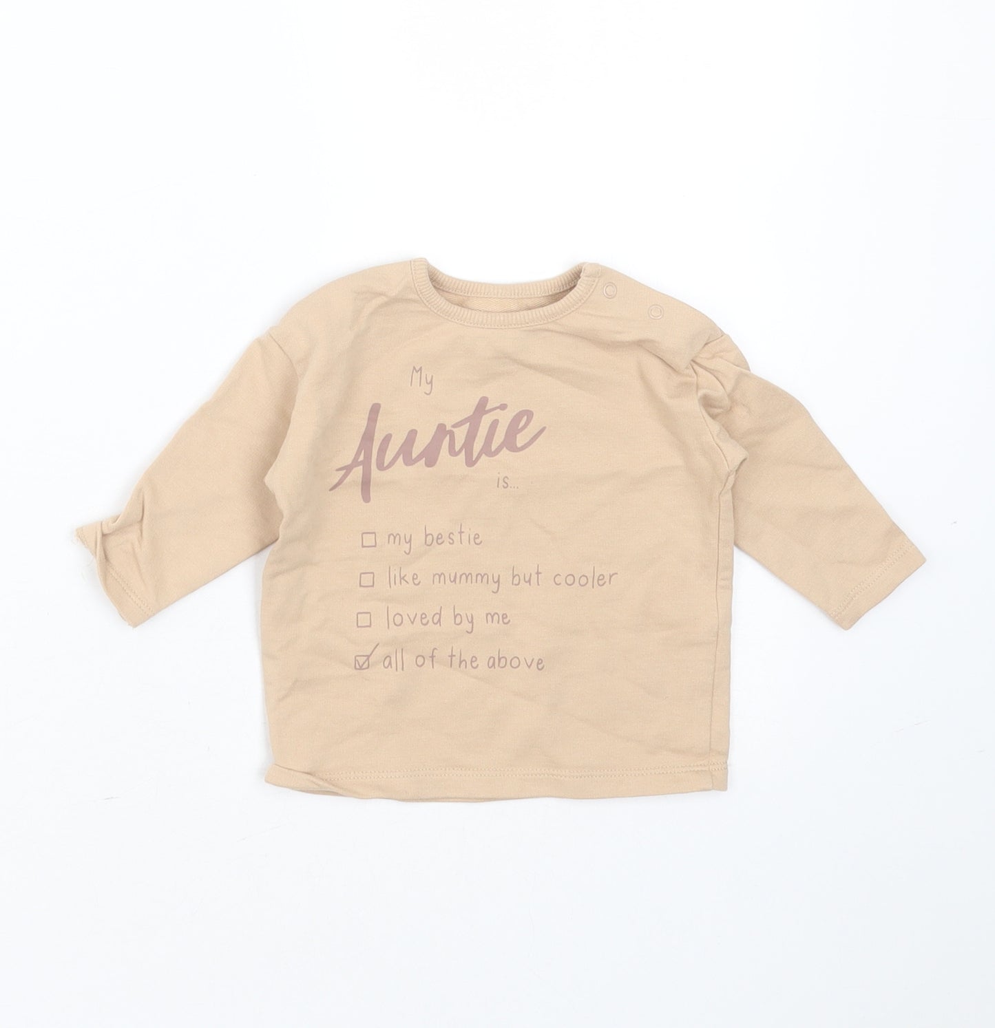 George Baby Beige  Cotton Pullover Jumper Size 0-3 Months   - my auntie