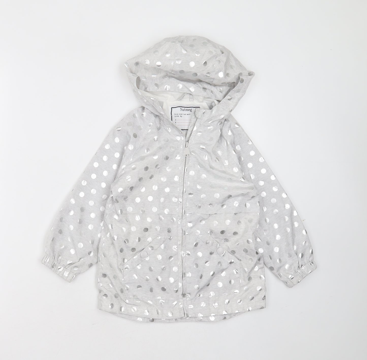 Nutmeg Girls Silver Polka Dot  Jacket  Size 4-5 Years  Zip