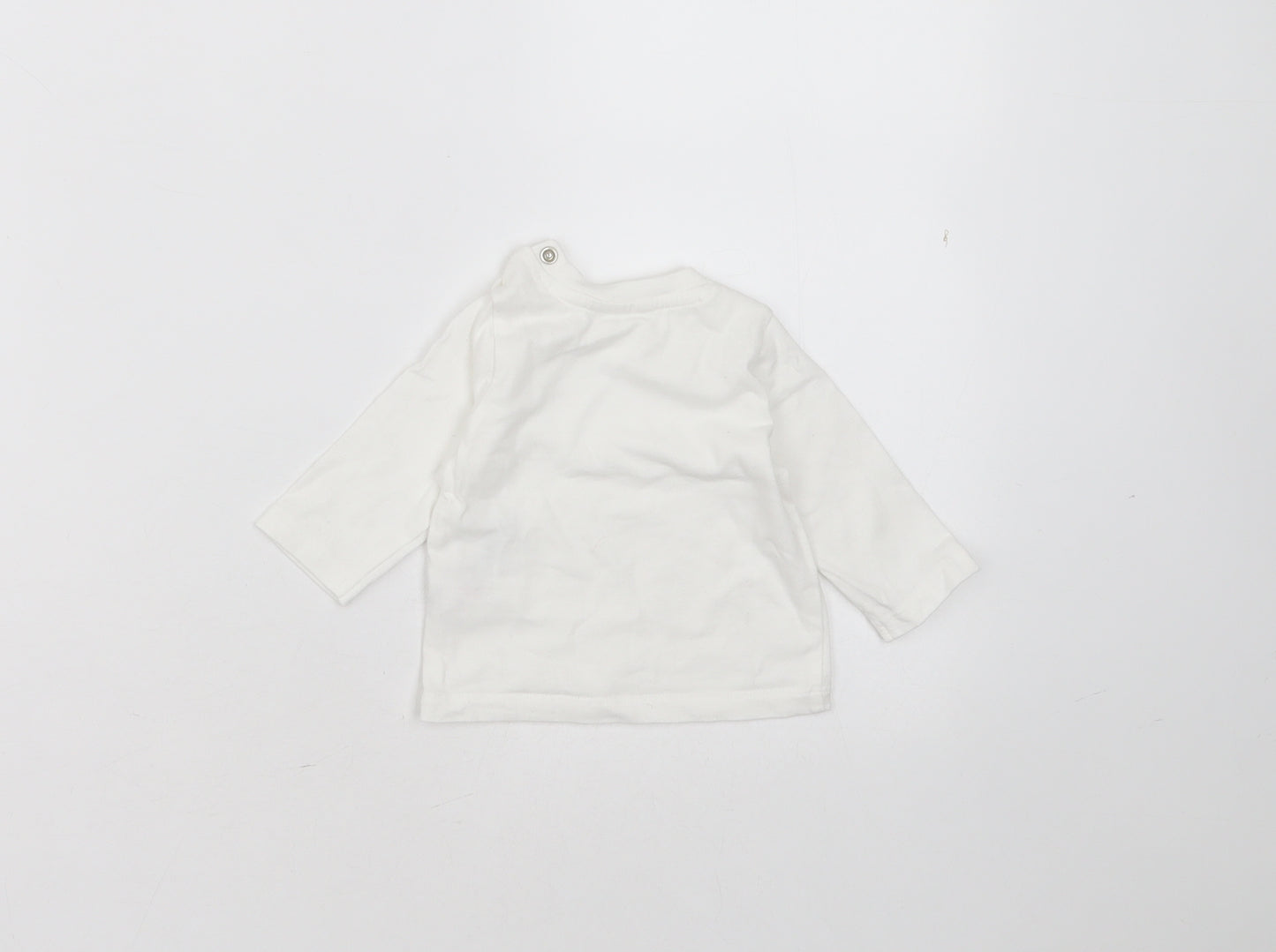 Disney Baby Baby White  Cotton Basic T-Shirt Size Newborn Round Neck
