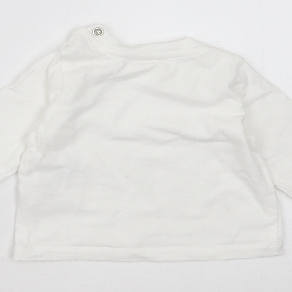 Disney Baby Baby White  Cotton Basic T-Shirt Size Newborn Round Neck