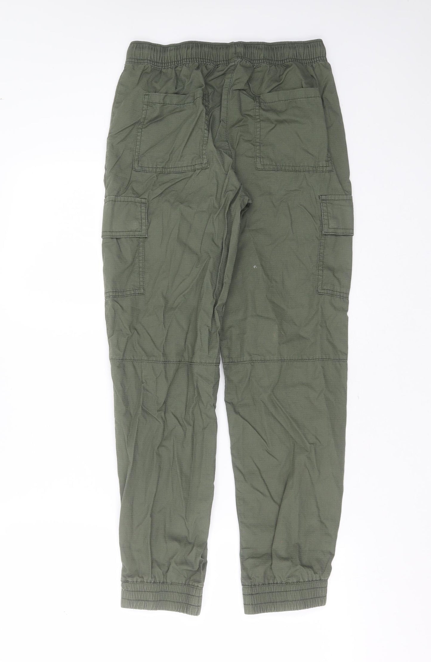 George Boys Green  Cotton Cargo Trousers Size 11-12 Years  Regular Drawstring