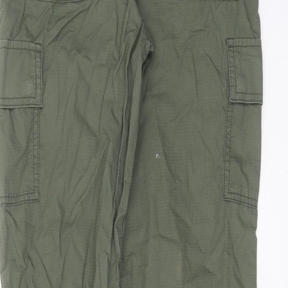 George Boys Green  Cotton Cargo Trousers Size 11-12 Years  Regular Drawstring