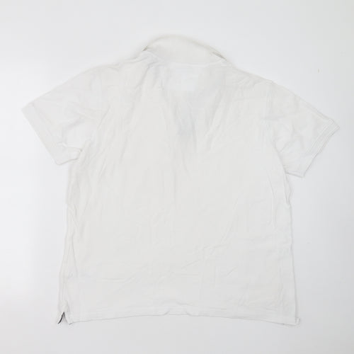 Maine New England Mens White  Cotton  Polo Size M Collared