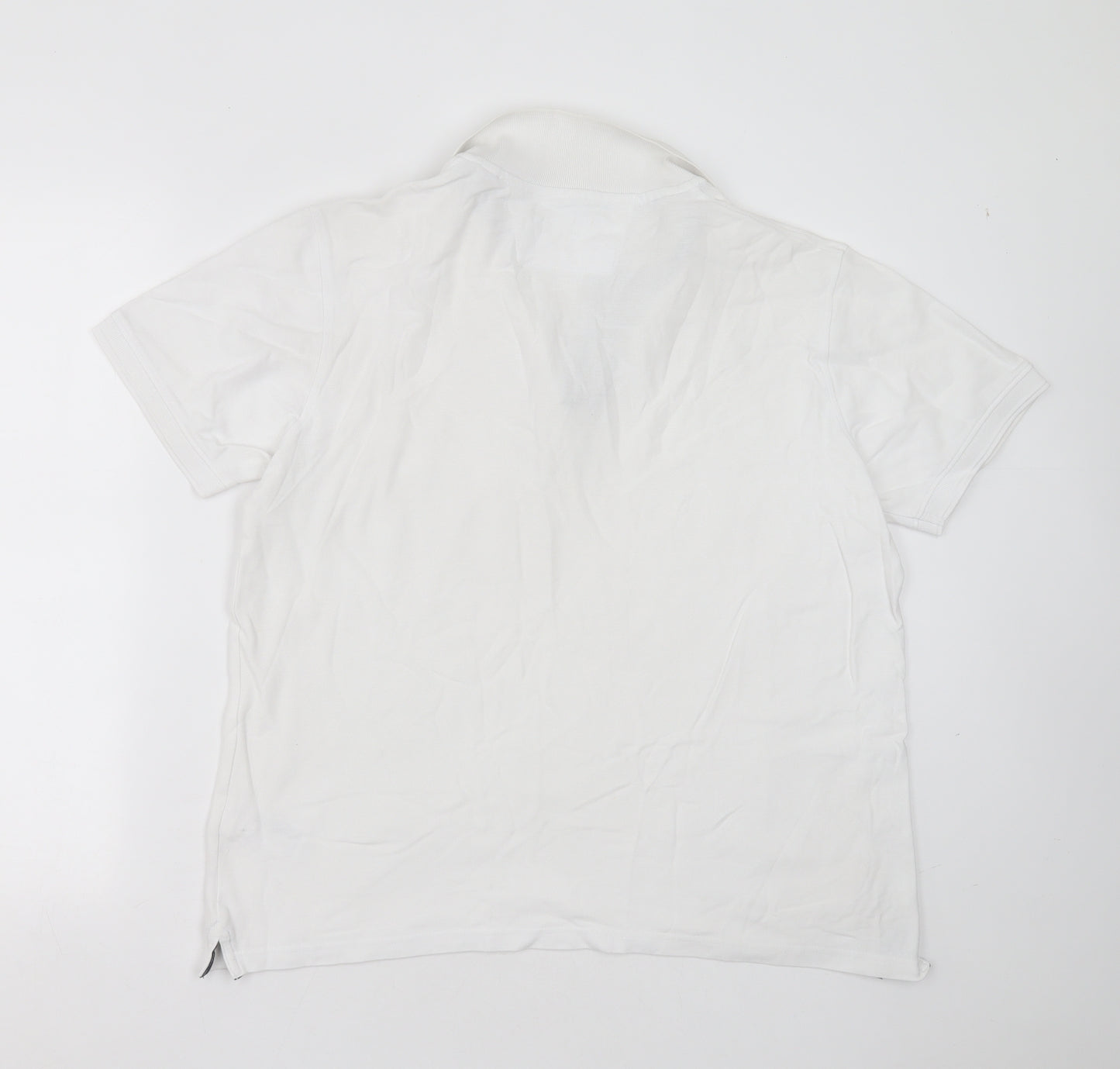 Maine New England Mens White  Cotton  Polo Size M Collared