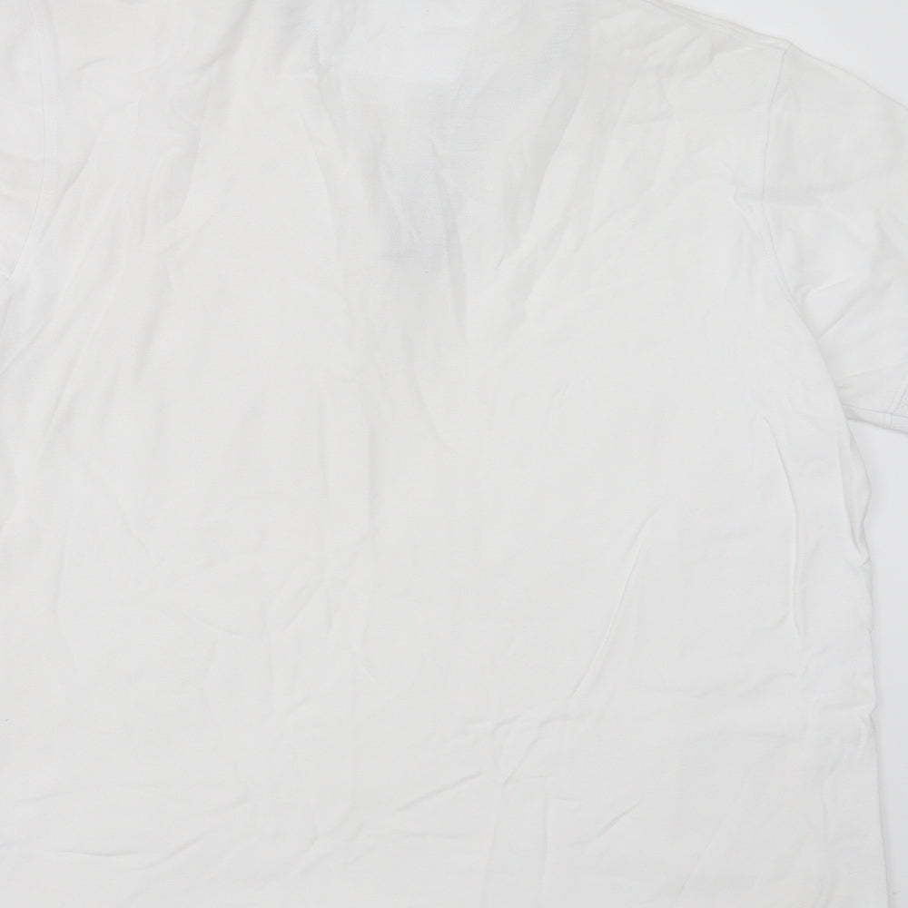 Maine New England Mens White  Cotton  Polo Size M Collared