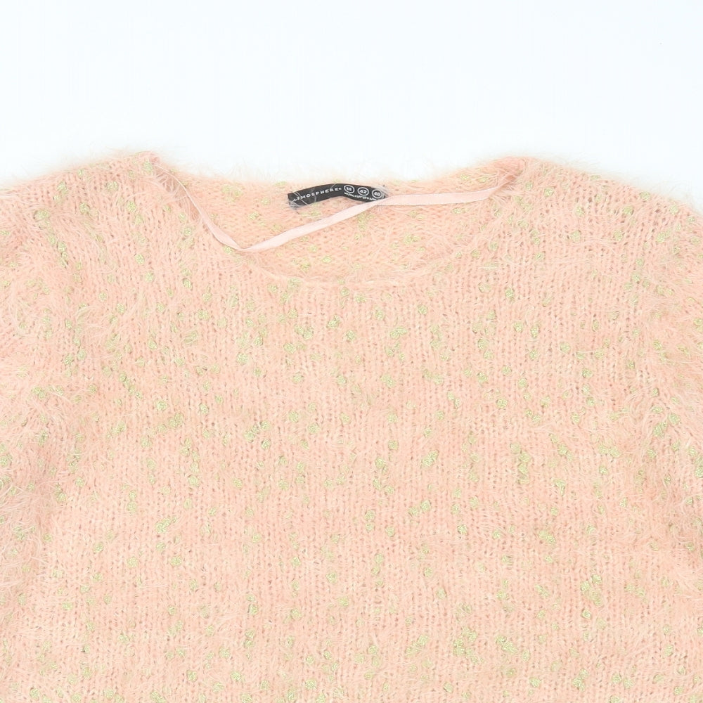 Primark Womens Pink Round Neck  Polyamide Pullover Jumper Size 14   - dotted pattern