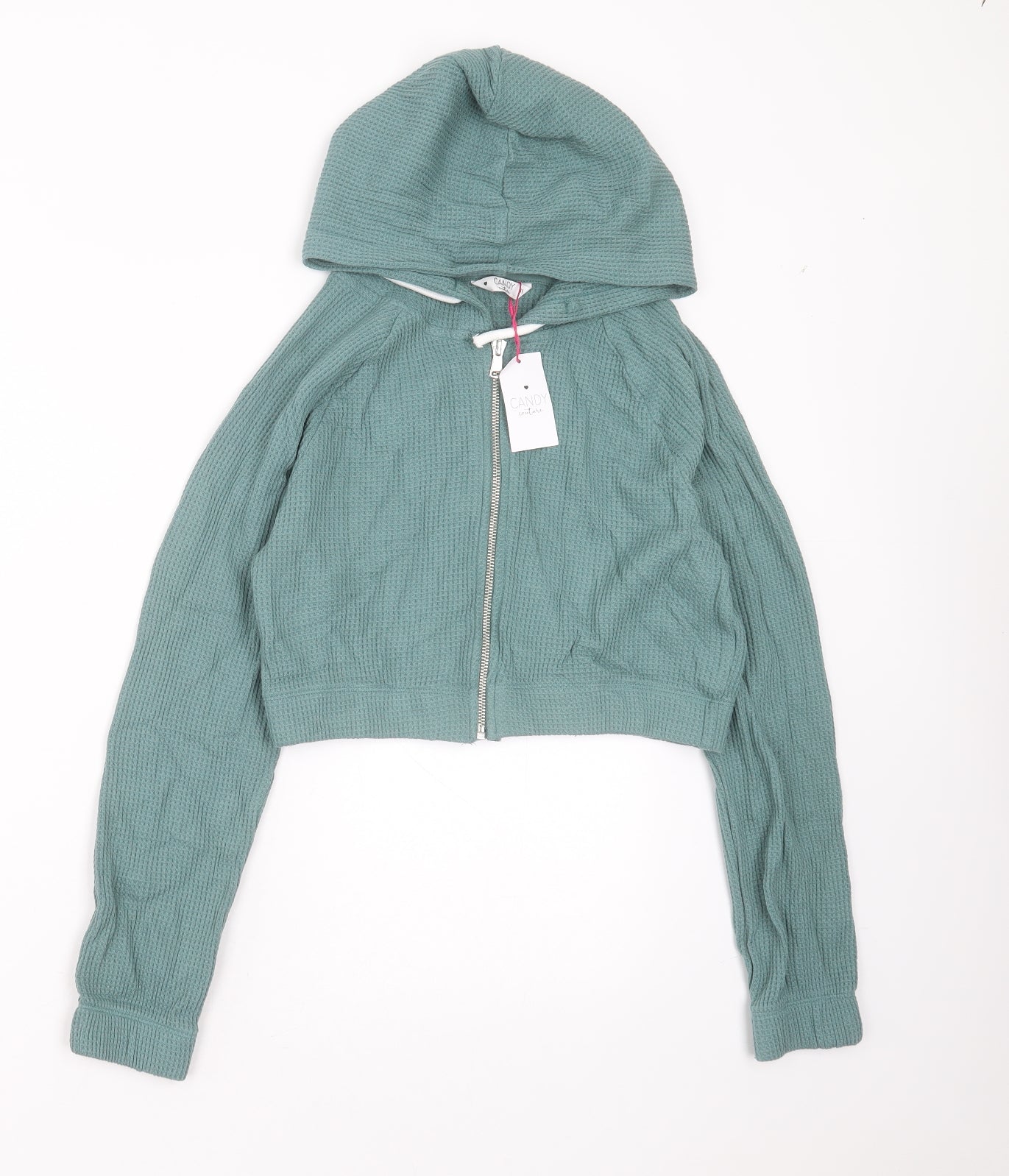 Candy Couture Girls Green  Cotton Full Zip Hoodie Size 11 Years  Zip - cropped