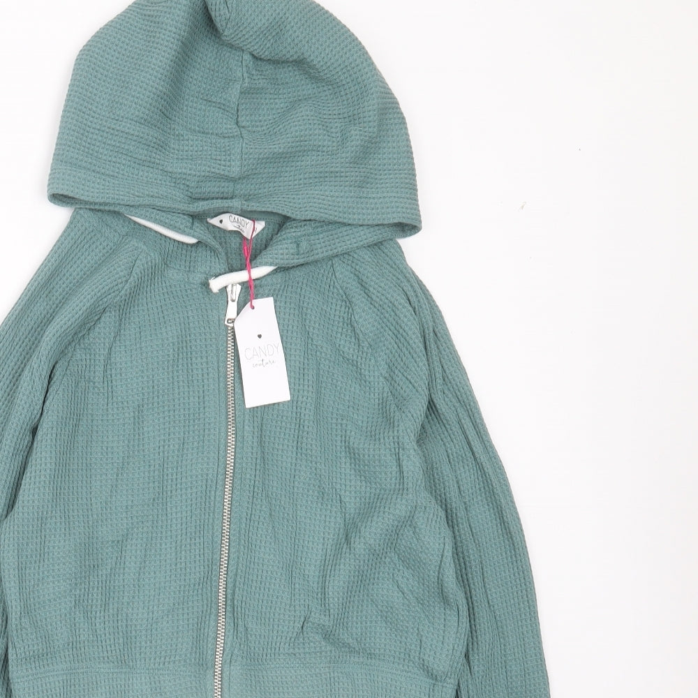 Candy Couture Girls Green  Cotton Full Zip Hoodie Size 11 Years  Zip - cropped