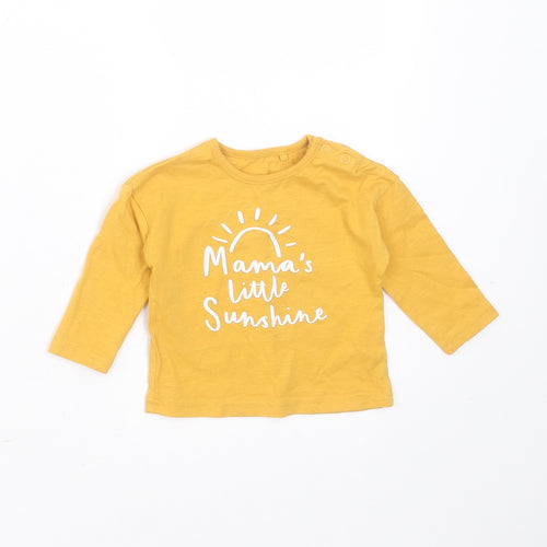 TU Baby Yellow  Cotton Basic T-Shirt Size 0-3 Months Round Neck  - mamas little sunshine