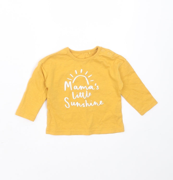TU Baby Yellow Cotton Basic T-Shirt Size 0-3 Months Round Neck - mamas little sunshine