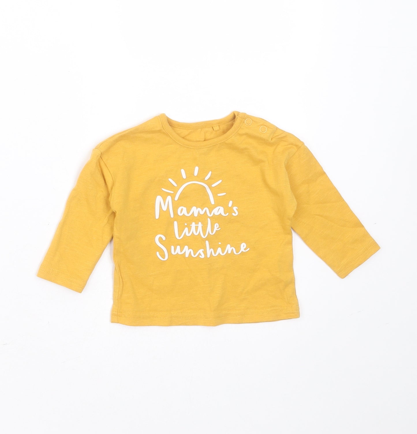 TU Baby Yellow  Cotton Basic T-Shirt Size 0-3 Months Round Neck  - mamas little sunshine