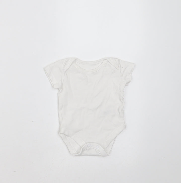 Nutmeg Baby White  Cotton Babygrow One-Piece Size Newborn