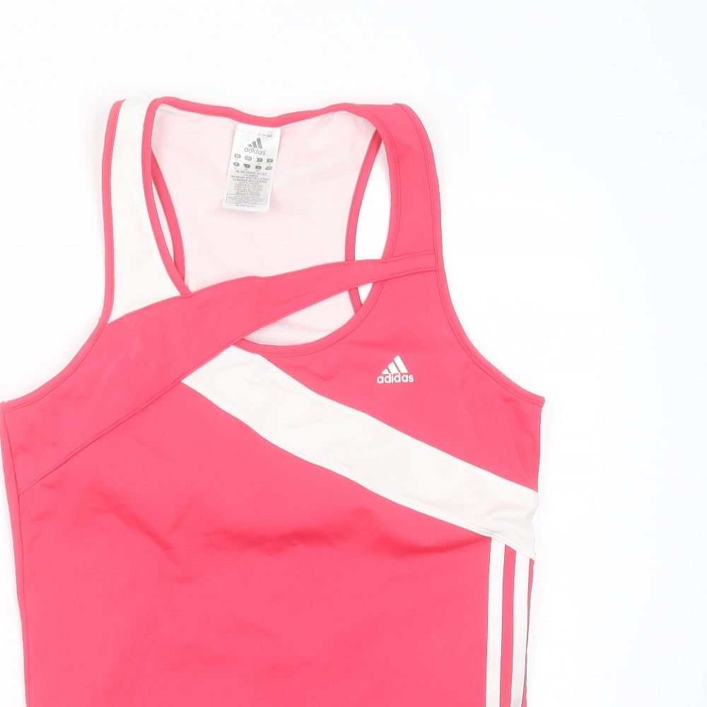 adidas Womens Pink  Polyester Basic Tank Size 16 Round Neck