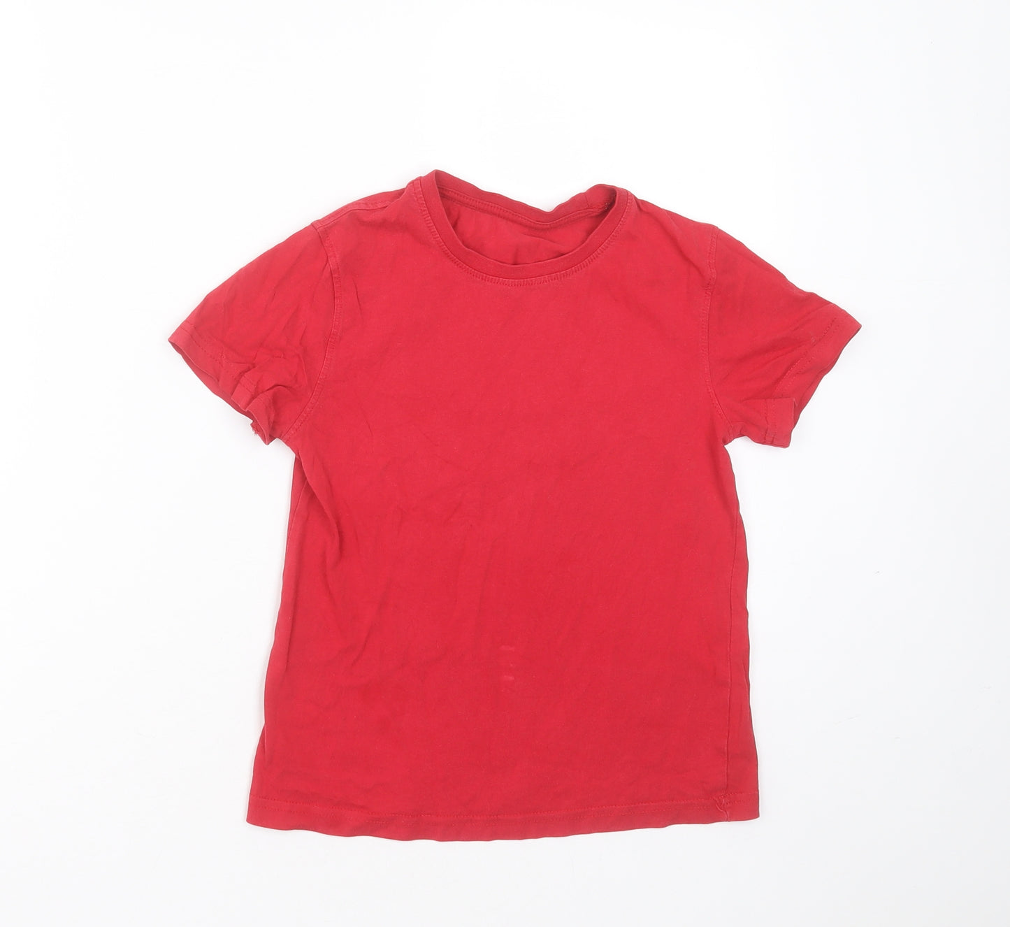 George Boys Red  Cotton Basic T-Shirt Size 7-8 Years Round Neck