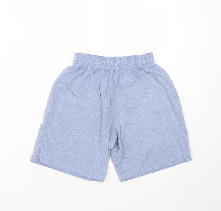 Marks and Spencer Girls Blue Solid Cotton  Sleep Shorts Size 8-9 Years