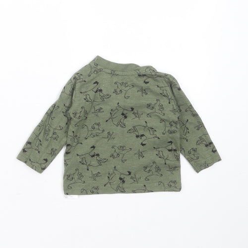 Primark Baby Green  Cotton Basic T-Shirt Size 0-3 Months Round Neck  - lion king