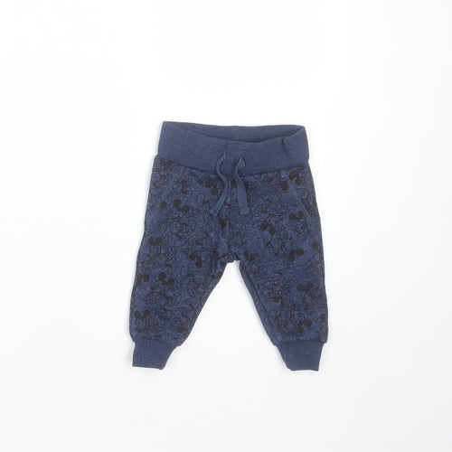 Primark Baby Blue  Cotton Jogger Trousers Size 0-3 Months  Drawstring - Mickey Mouse Print