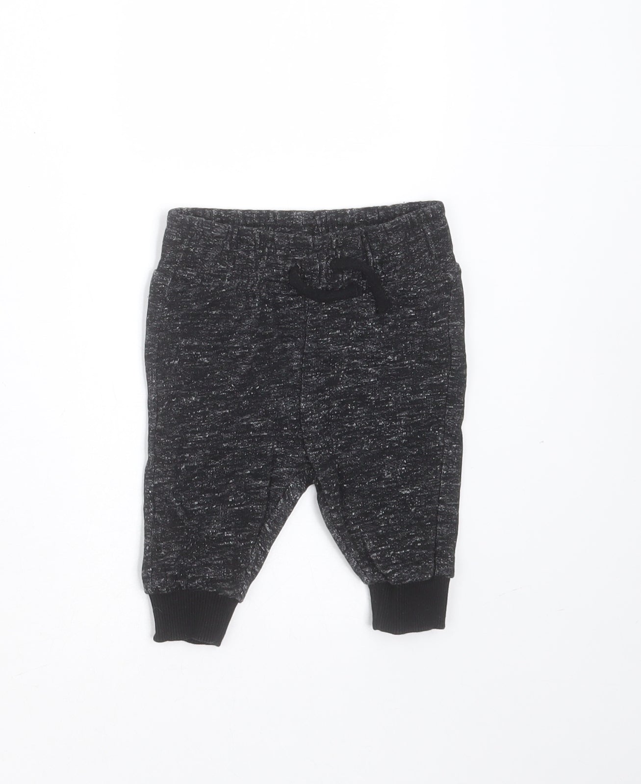 Nutmeg Baby Black  Cotton Jogger Trousers Size 0-3 Months  Drawstring