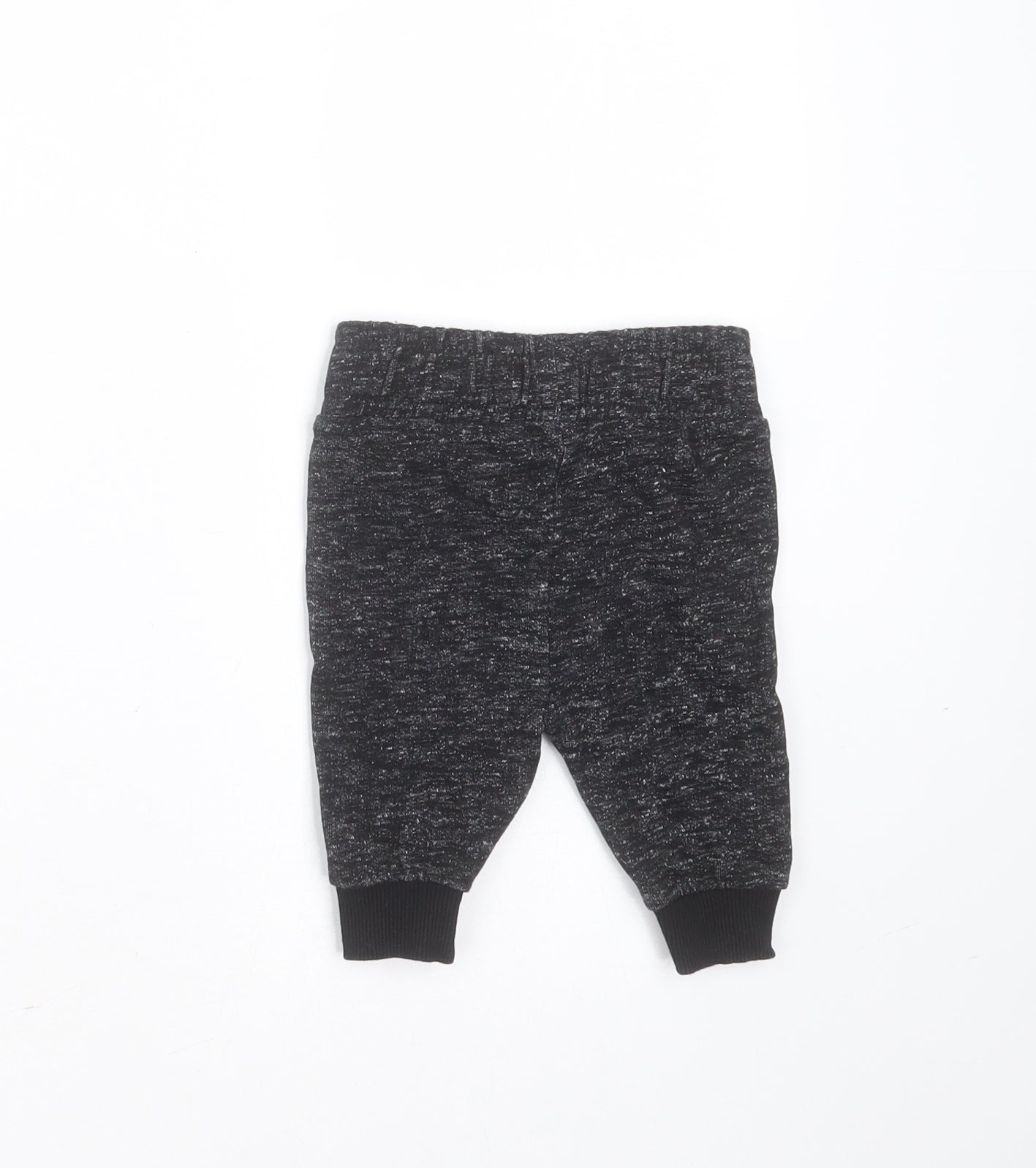 Nutmeg Baby Black  Cotton Jogger Trousers Size 0-3 Months  Drawstring