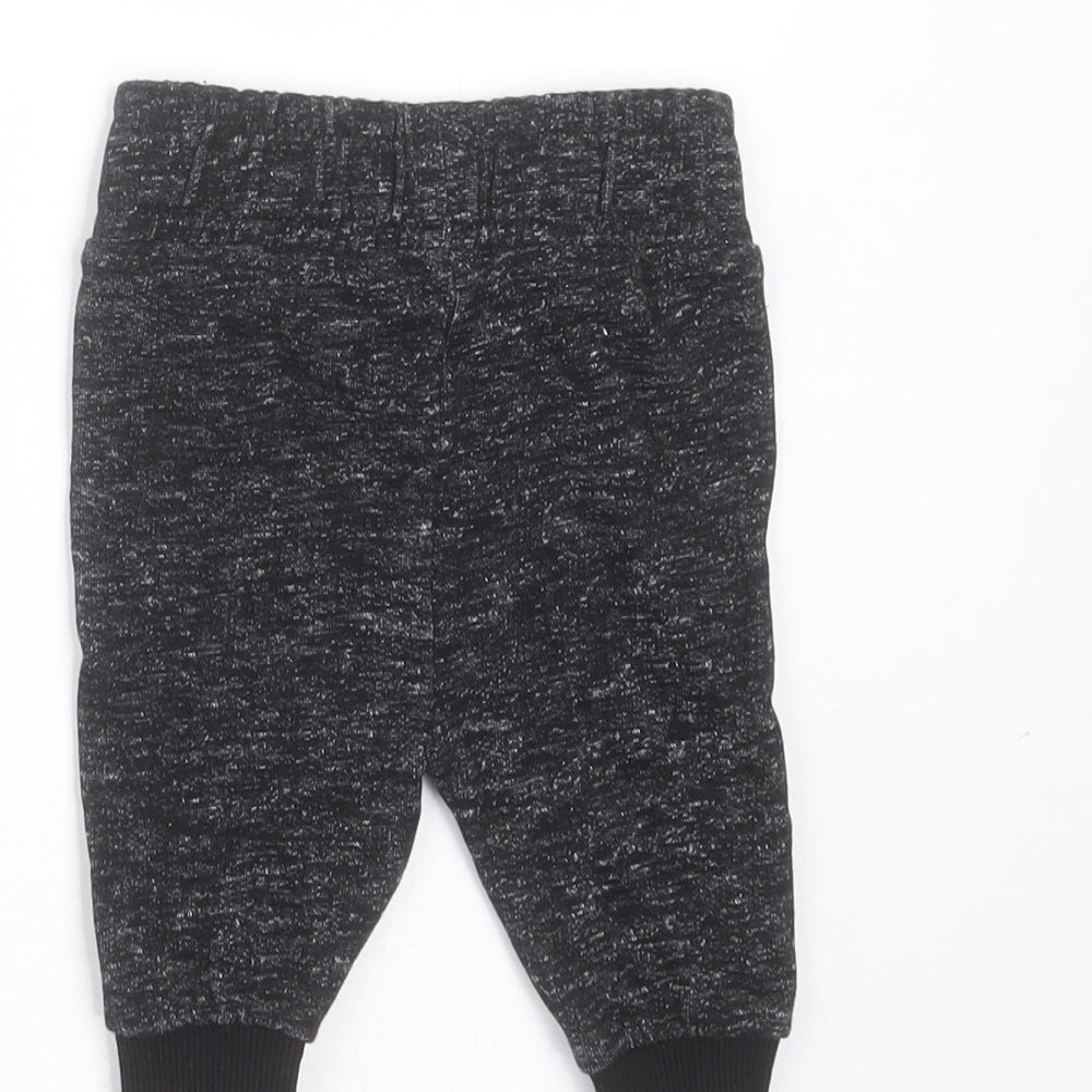 Nutmeg Baby Black  Cotton Jogger Trousers Size 0-3 Months  Drawstring