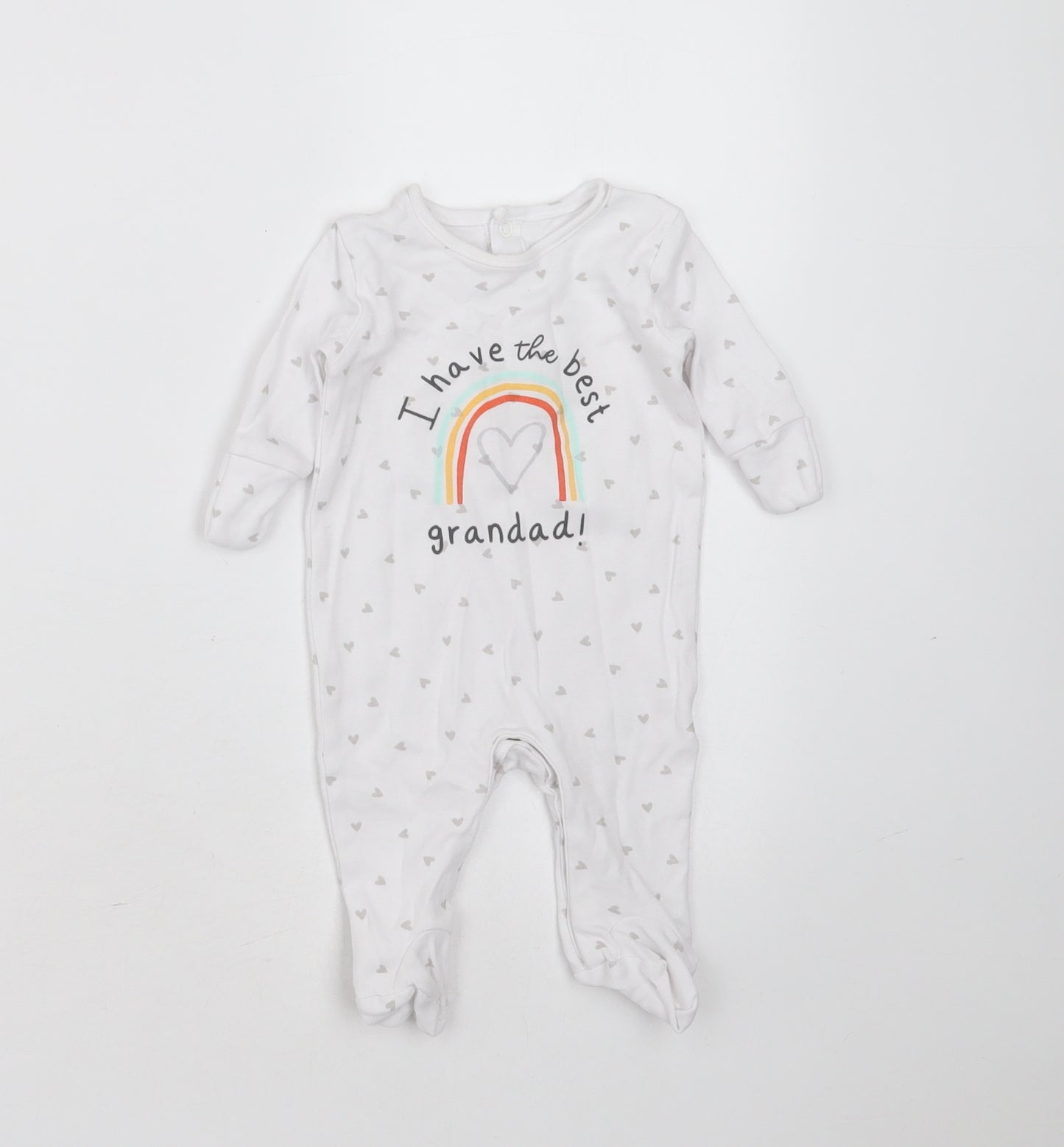 Matalan Baby White Geometric Cotton Babygrow One-Piece Size Newborn   - best grandad
