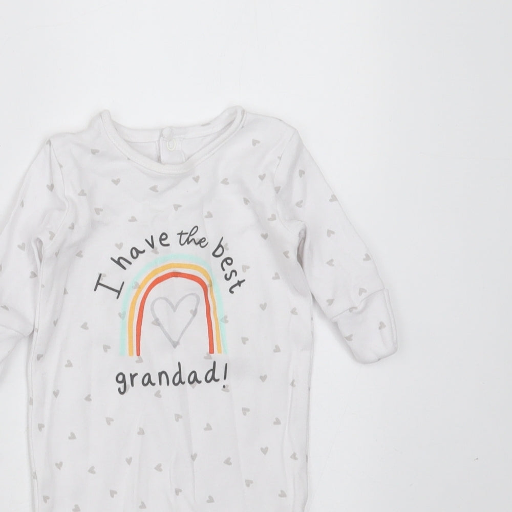 Matalan Baby White Geometric Cotton Babygrow One-Piece Size Newborn   - best grandad