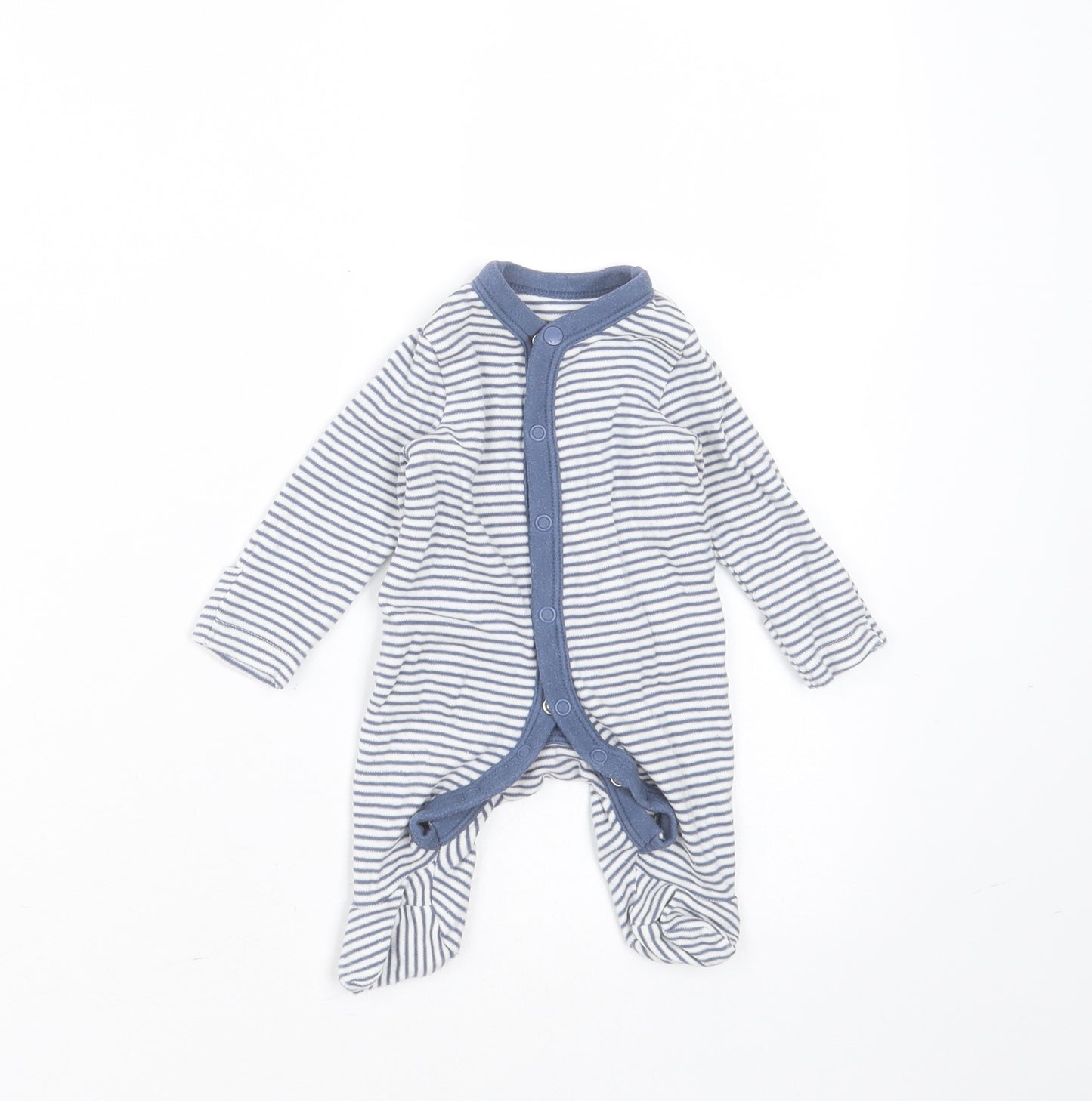 TU Baby Blue Striped Cotton Babygrow One-Piece Size Newborn  Button