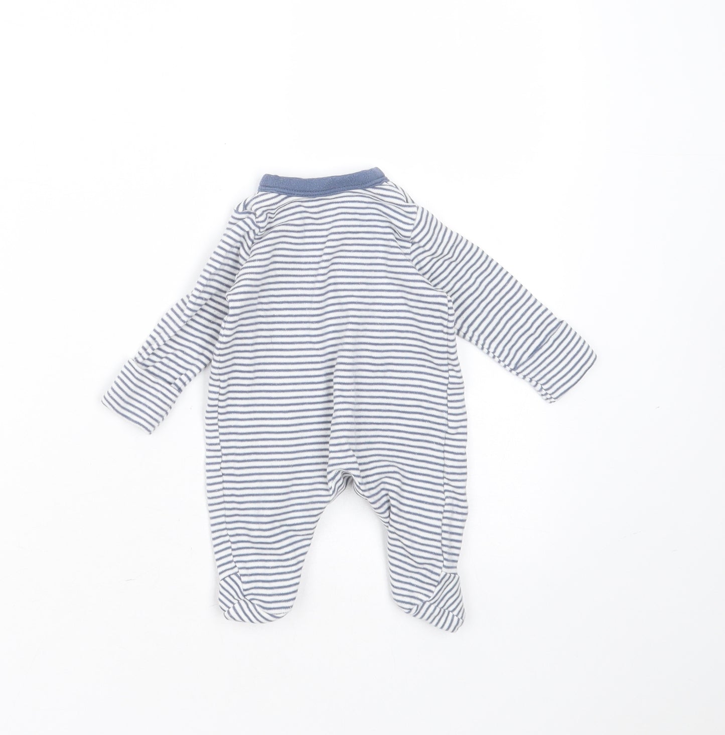 TU Baby Blue Striped Cotton Babygrow One-Piece Size Newborn  Button