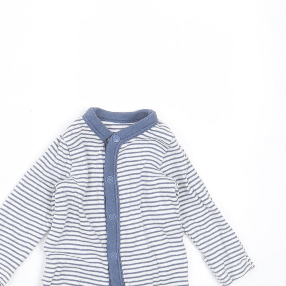 TU Baby Blue Striped Cotton Babygrow One-Piece Size Newborn  Button