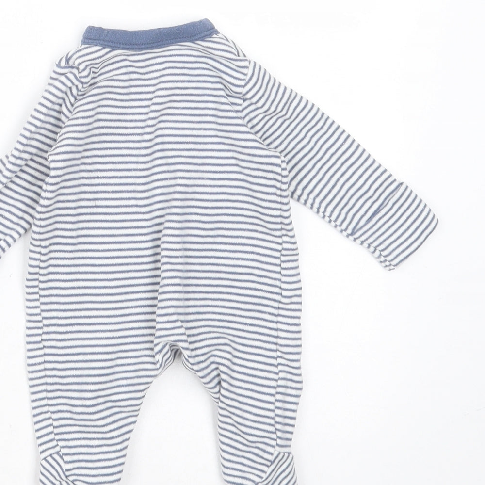 TU Baby Blue Striped Cotton Babygrow One-Piece Size Newborn  Button