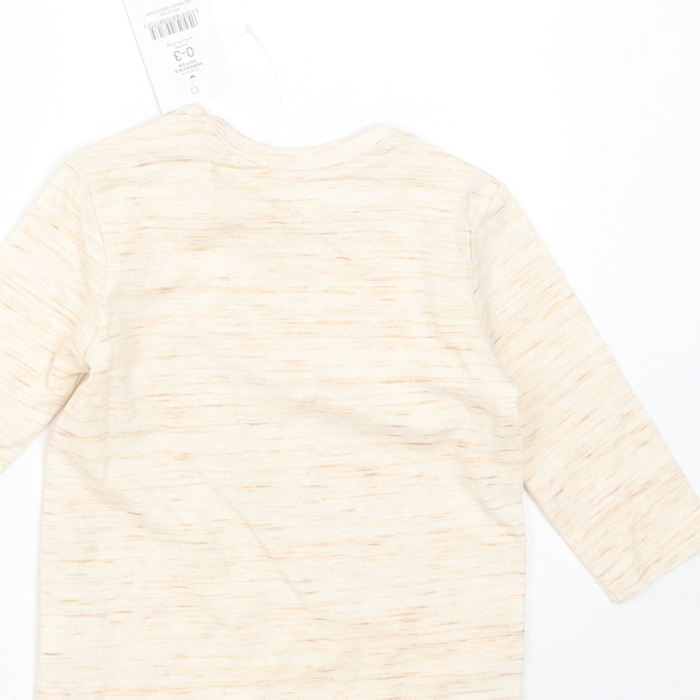 George Baby Beige  Cotton Basic T-Shirt Size 0-3 Months Round Neck