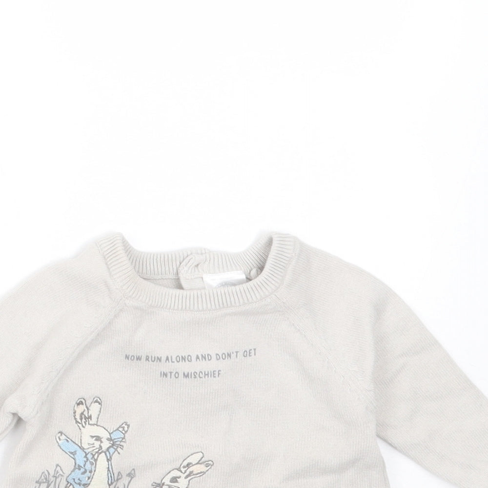 TU Baby Grey  Cotton Pullover Jumper Size 0-3 Months   - peter rabbit