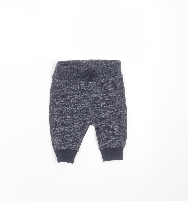 Nutmeg Baby Blue Cotton Jogger Trousers Size 0-3 Months Drawstring