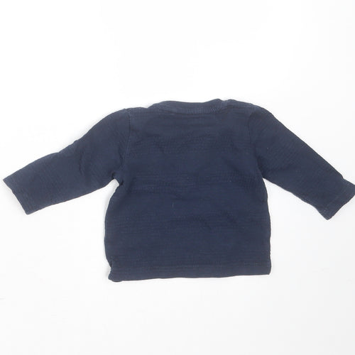 River Island Baby Blue Striped Cotton Basic T-Shirt Size Newborn Round Neck