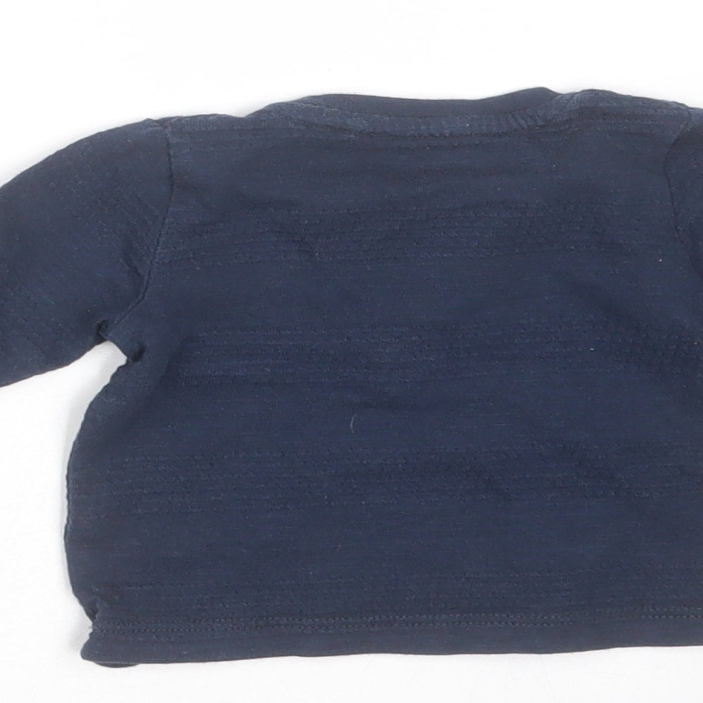 River Island Baby Blue Striped Cotton Basic T-Shirt Size Newborn Round Neck