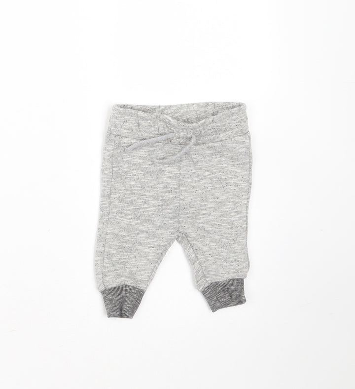 Nutmeg Baby Grey  Cotton Jogger Trousers Size 0-3 Months  Drawstring