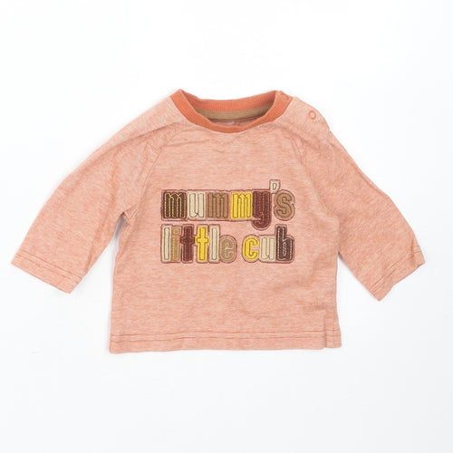 Nutmeg Baby Orange Striped Camel Basic T-Shirt Size 0-3 Months Round Neck  - mummy's little cub