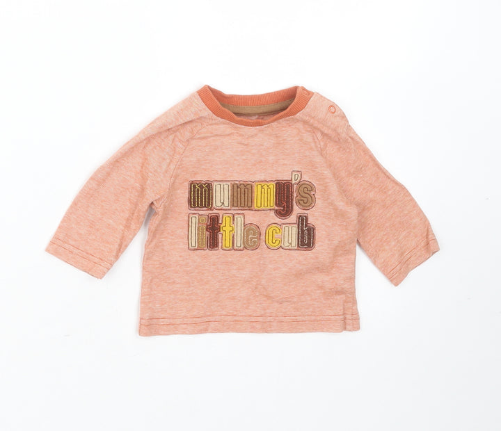 Nutmeg Baby Orange Striped Camel Basic T-Shirt Size 0-3 Months Round Neck  - mummy's little cub