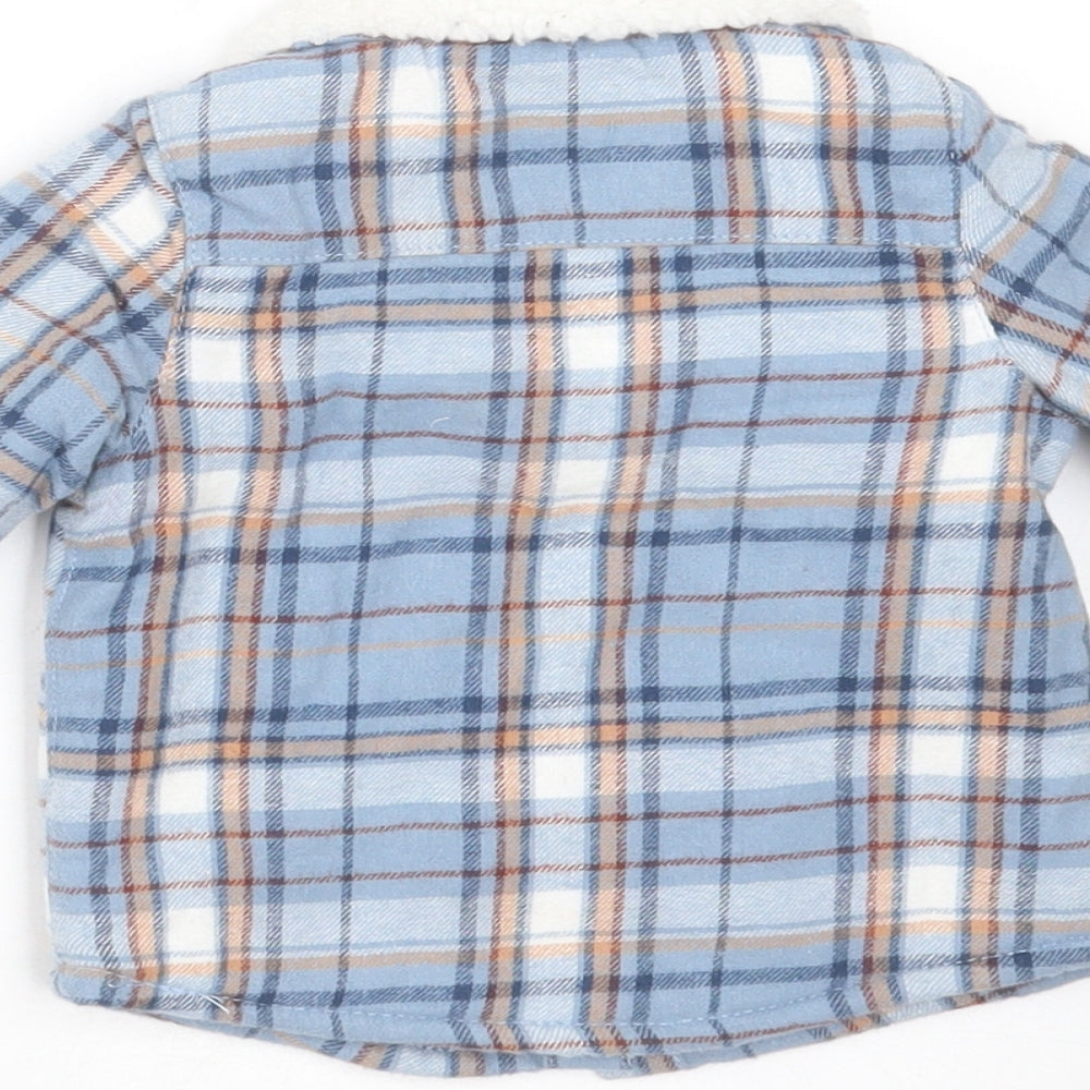TU Baby Blue Plaid  Jacket  Size 0-3 Months   Button - fleece lined