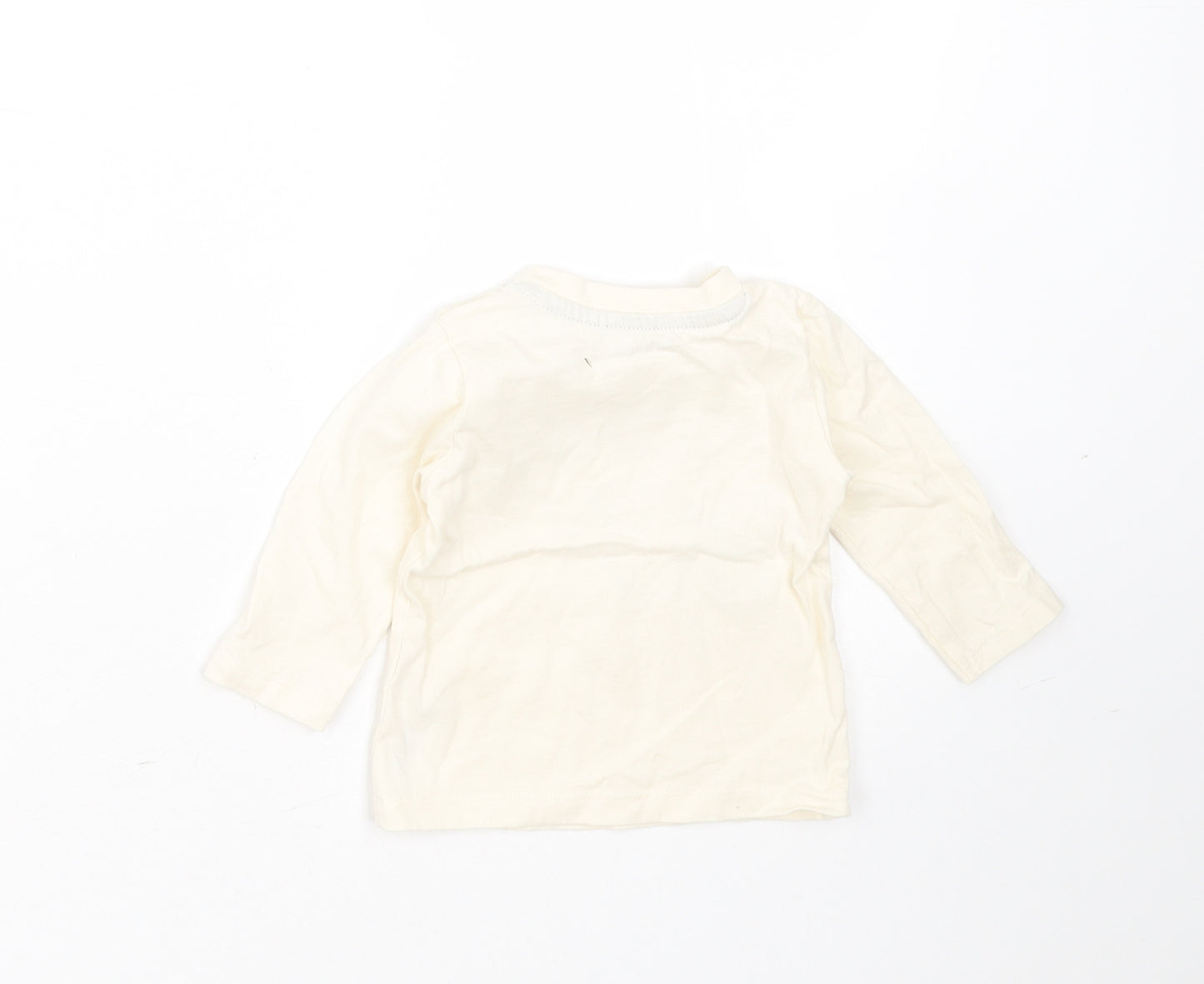 Nutmeg Boys Ivory  Cotton Basic T-Shirt Size 0-3 Months Round Neck  - nana's boy