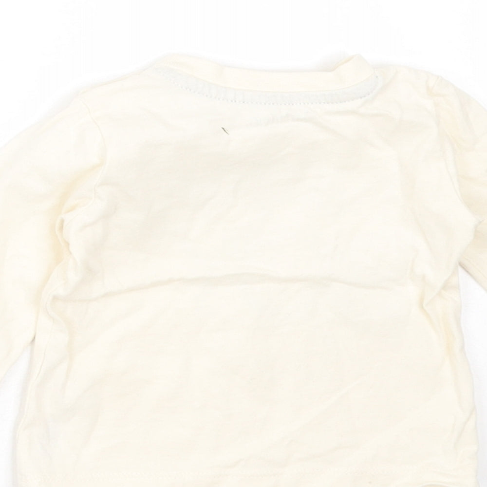 Nutmeg Boys Ivory  Cotton Basic T-Shirt Size 0-3 Months Round Neck  - nana's boy