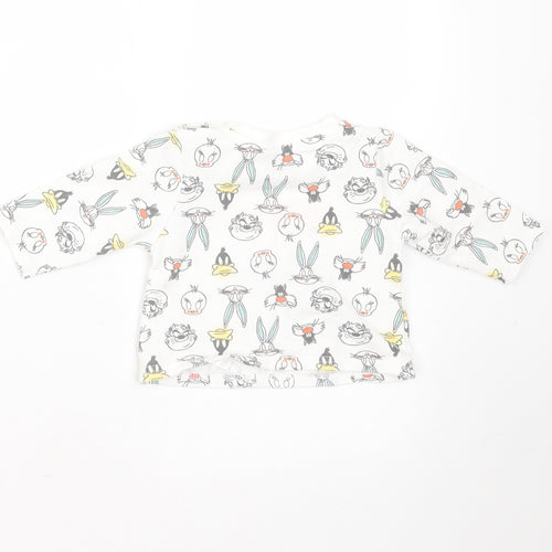 Looney Tunes Baby White  Cotton Pullover Jumper Size 0-3 Months   - looney tunes