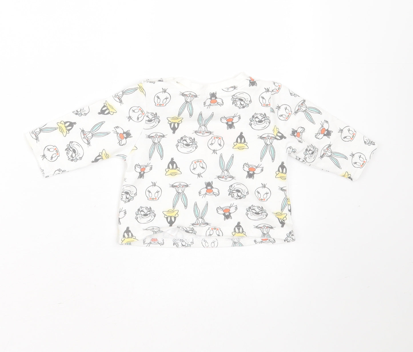 Looney Tunes Baby White  Cotton Pullover Jumper Size 0-3 Months   - looney tunes