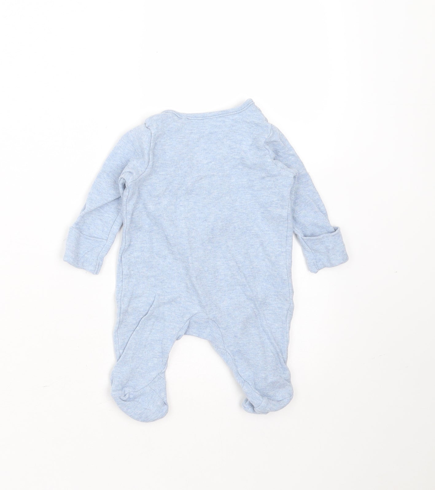 TU Baby Blue  Cotton Babygrow One-Piece Size Newborn  Button - elephant