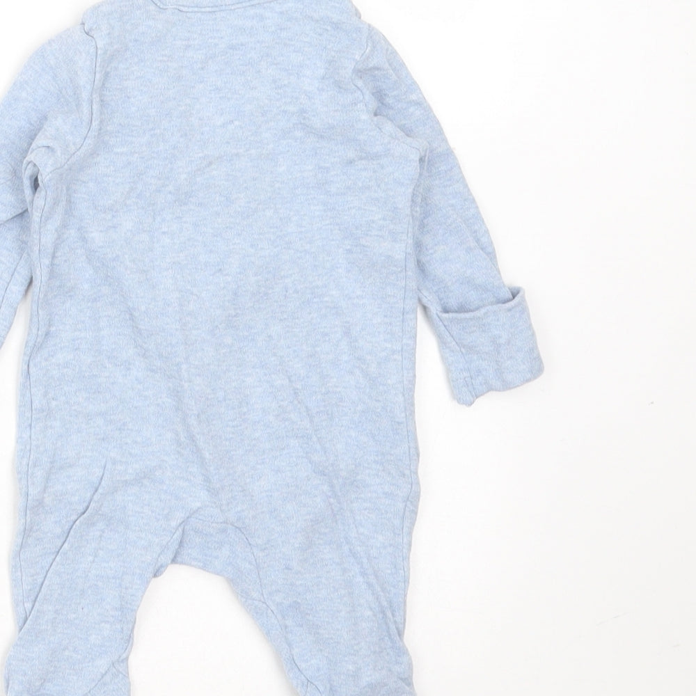 TU Baby Blue  Cotton Babygrow One-Piece Size Newborn  Button - elephant