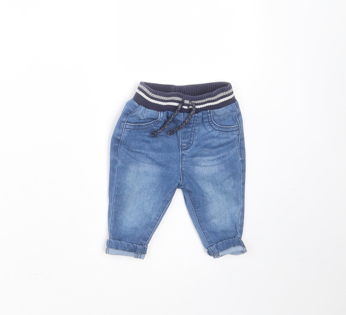 Nutmeg Baby Blue  Cotton Jogger Jeans Size 0-3 Months  Drawstring