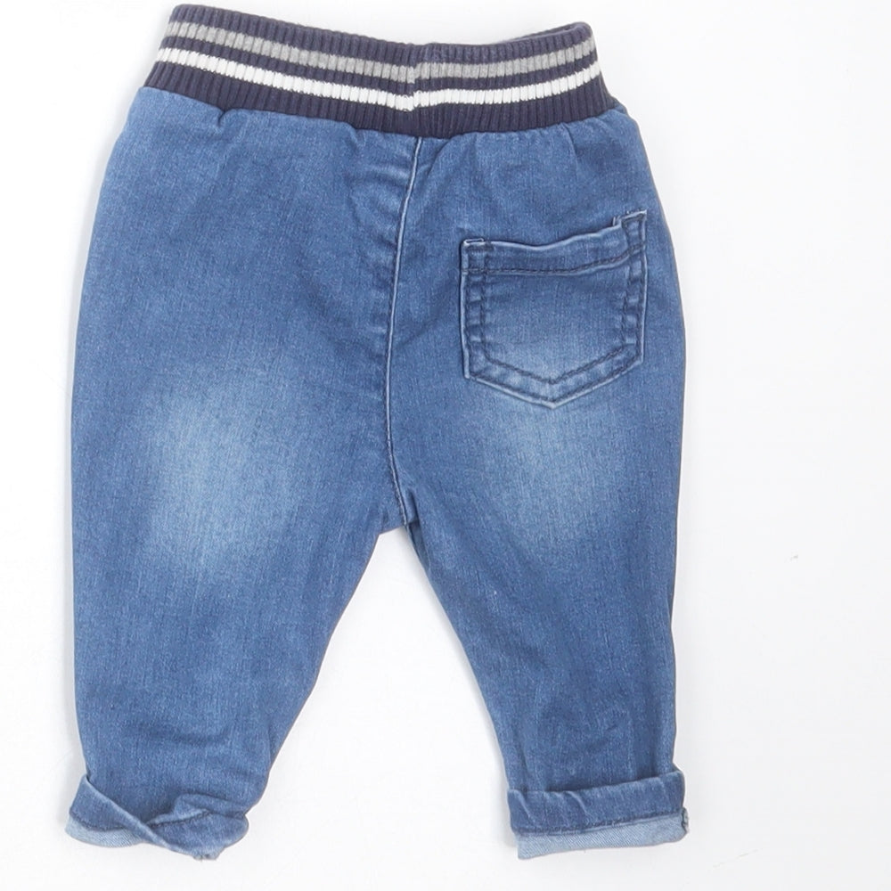 Nutmeg Baby Blue  Cotton Jogger Jeans Size 0-3 Months  Drawstring