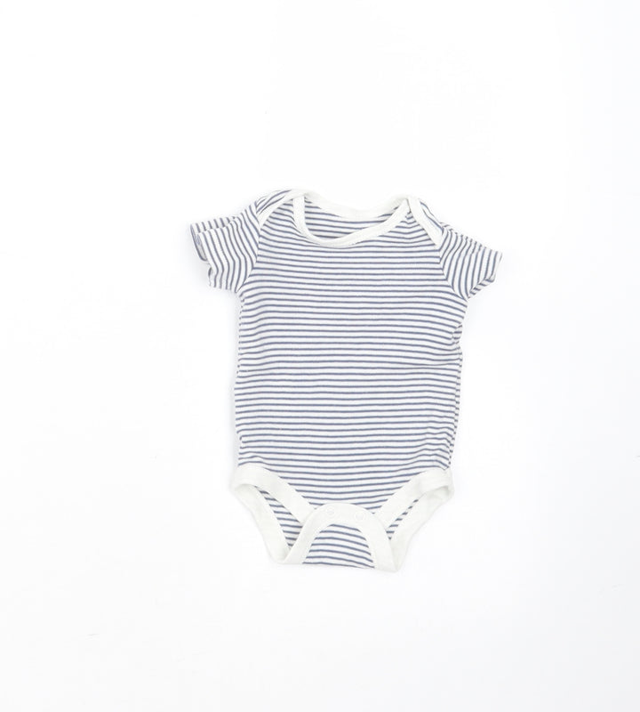 TU Baby Blue Striped Cotton Babygrow One-Piece Size Newborn